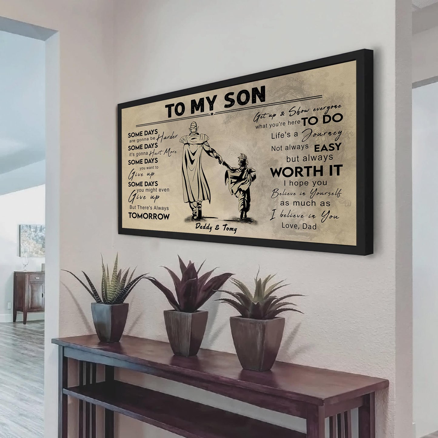 (CV41) TO MY DAD- SON- DRAGON BALL - GOKU - VIKING - BIKER- PICOLO- CANVAS POSTER