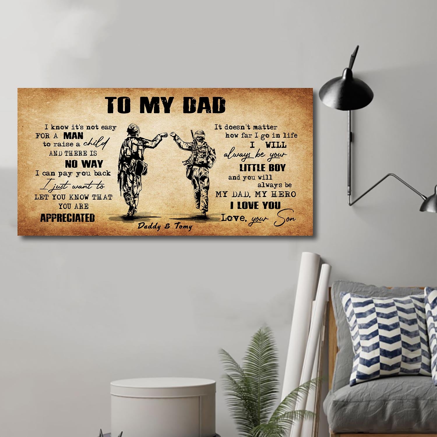 (CV29A) TO MY DAD- SON-SOLDIER- DRAGON BALL - GOKU -VETERANS DAY CANVAS POSTER