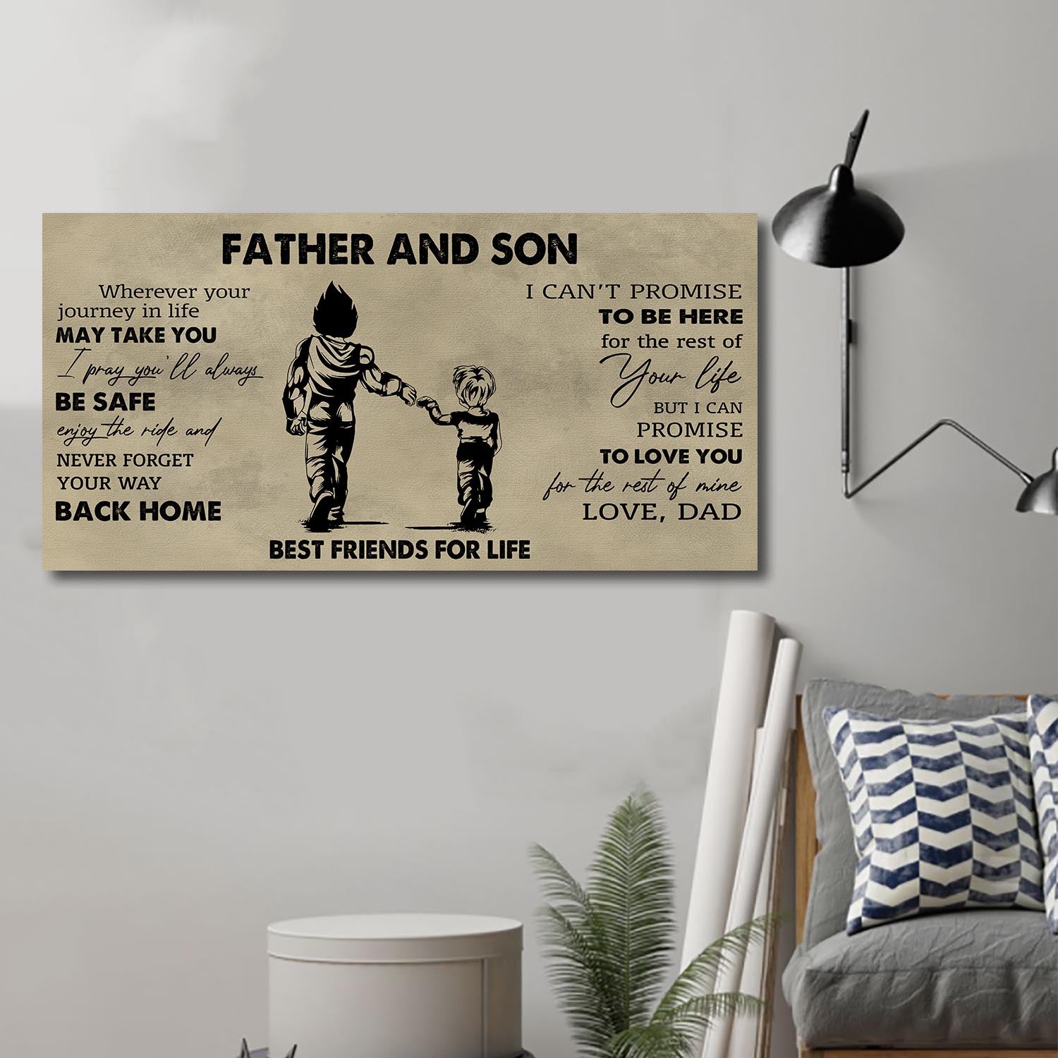 (NV2) TO MY SON-FATHER AND SON- NEVER LOSE- DRAGON BALL - GOKU - FAMILY -CANVAS POSTER