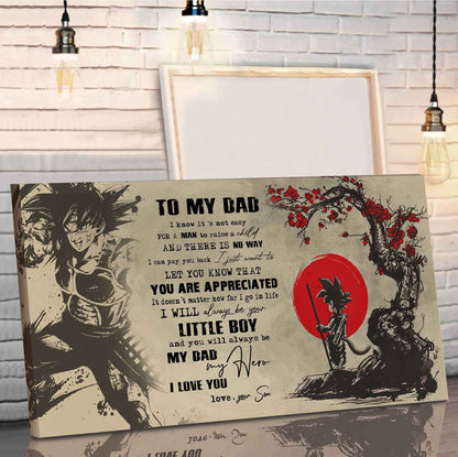 (LD76a) TO MY DAD- SON- DRAGON BALL - GOKU - CANVAS POSTER