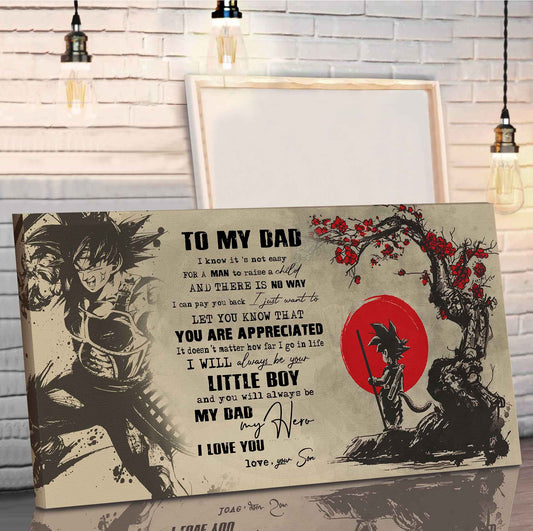 (LD76a) TO MY DAD- SON- DRAGON BALL - GOKU - CANVAS POSTER