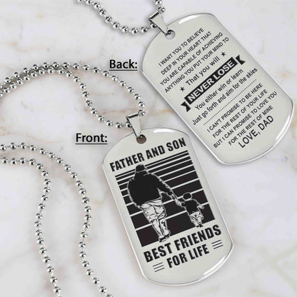 TM8 - To My Son never lose- Dog Tag Two Side- Dragon Ball - Viking-Dad Son- Family