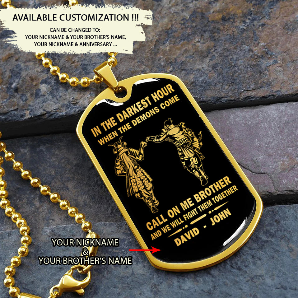 Call on me Brother - Dragon ball Goku Vegeta - Soldier - Engraved Dog Tag 18K Dog Tag Necklace gold all style