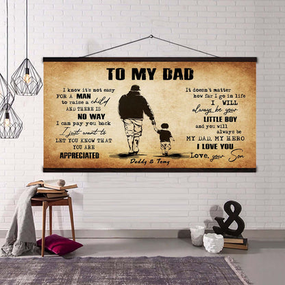 (CV48) TO MY DAD- I KNOW IT IS NOT EASY- SON- DRAGON BALL - GOKU - VIKING - CANVAS POSTER