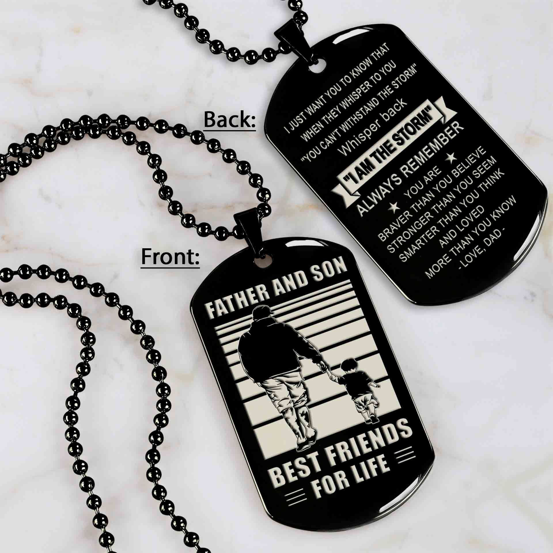 TM12 - Dad Son- Alway remember you are braver than you believe - Dog Tag Two Side- Dragon Ball - Viking-Dad Son- Family