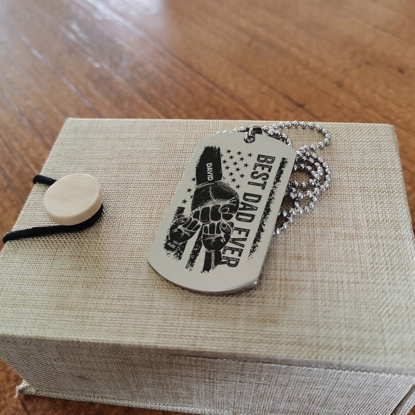 TM11 Best Dad Ever- Dog Tag - Hand - Engraved Dog Tag All Style