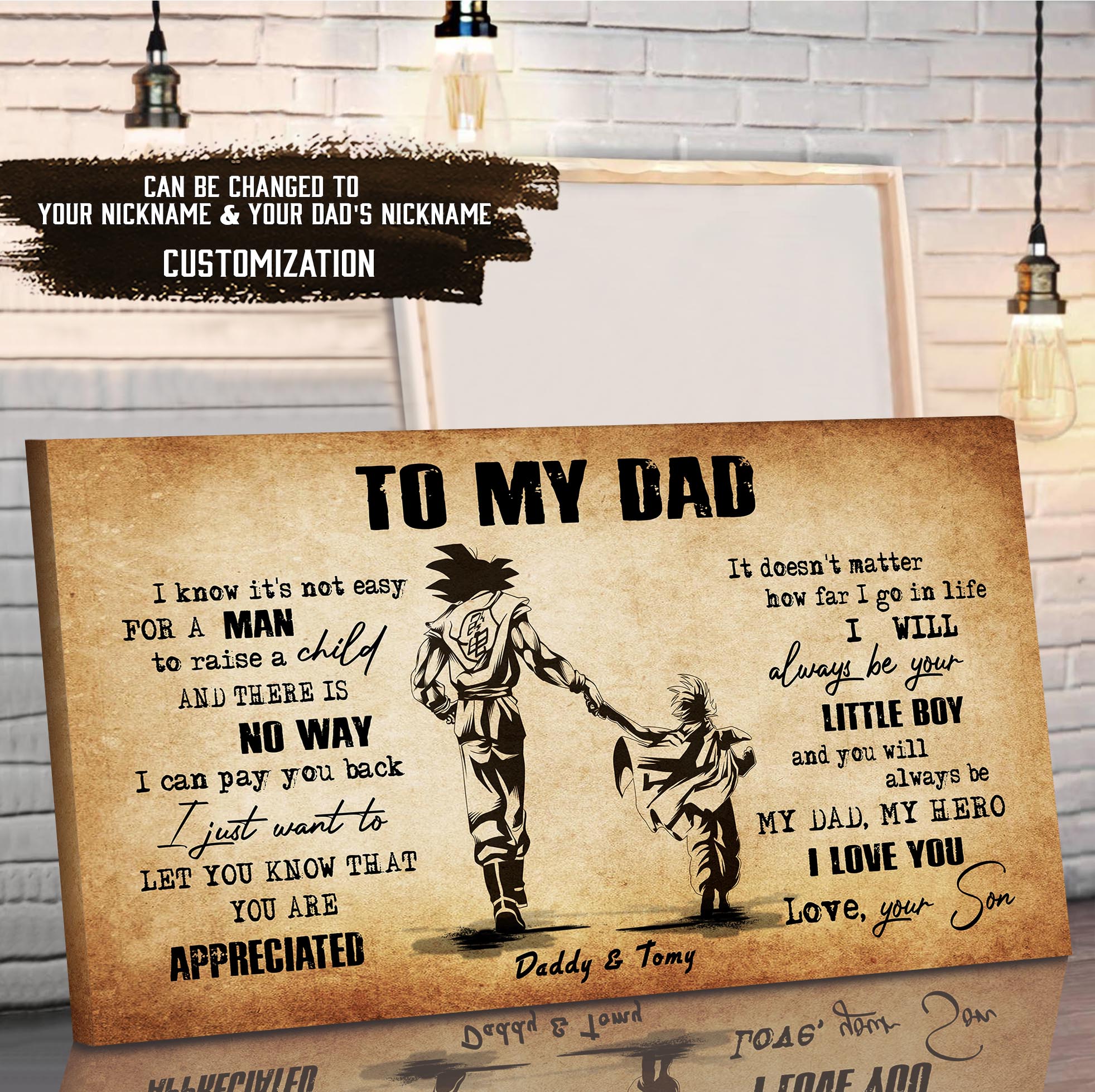 (CV29A) TO MY DAD- SON-SOLDIER- DRAGON BALL - GOKU -VETERANS DAY CANVAS POSTER