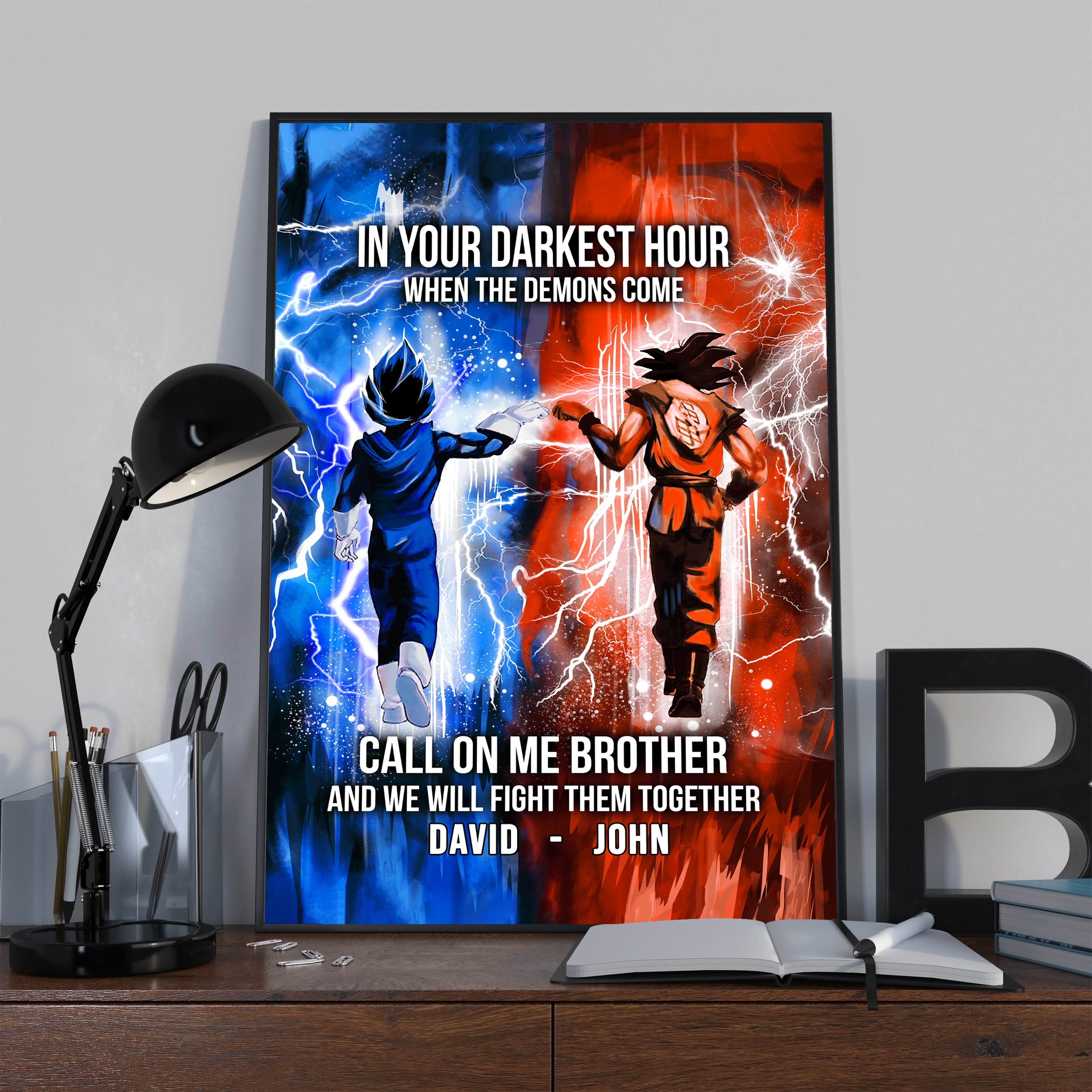 LIGHTING FRAME CANVAS CALL ON ME BROTHER- DRAGON BALL - GOKU VEGETA- SOLDIER - NARUTO - CANVAS POSTER ALL STYLE