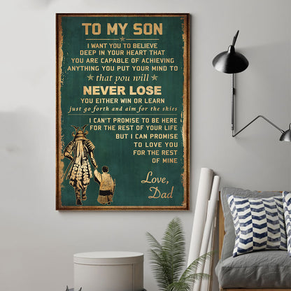 (CV36) TO MY SON- NEVER LOSE - DRAGON BALL - GOKU VEGETA- SOLDIER - NARUTO - CANVAS POSTER ALL STYLE