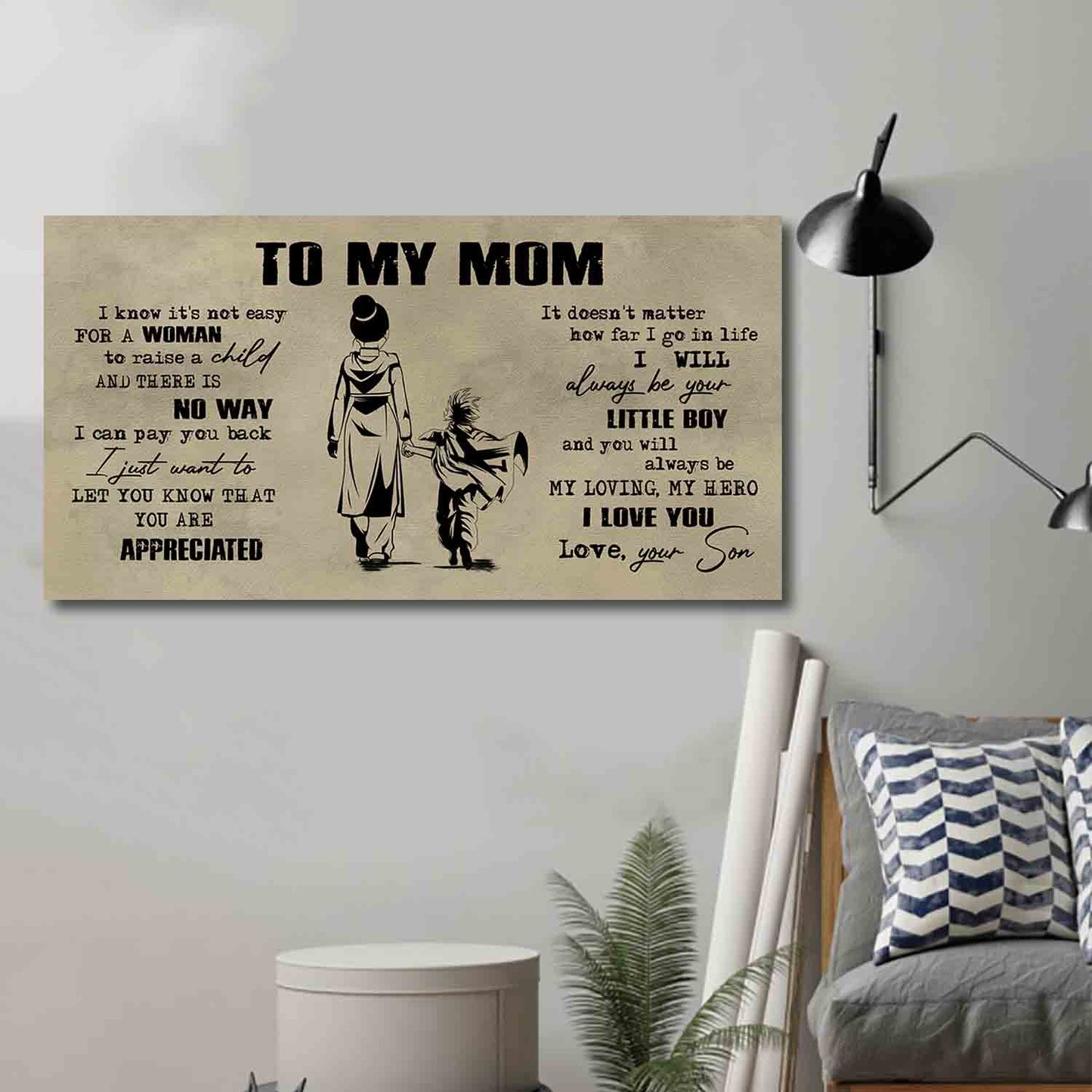 (M1) TO MY MOM- SON - DRAGON BALL -FAMILY -DAD SON- GOKU - CANVAS POSTER