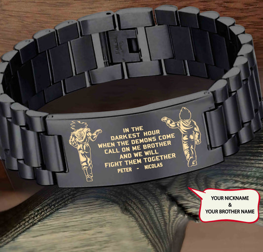Bra2 Call on me Brother - Goku Vegeta - Soldier -Samurai- One Piece- Naruto- Warrior- Engraved Bracelet All Style
