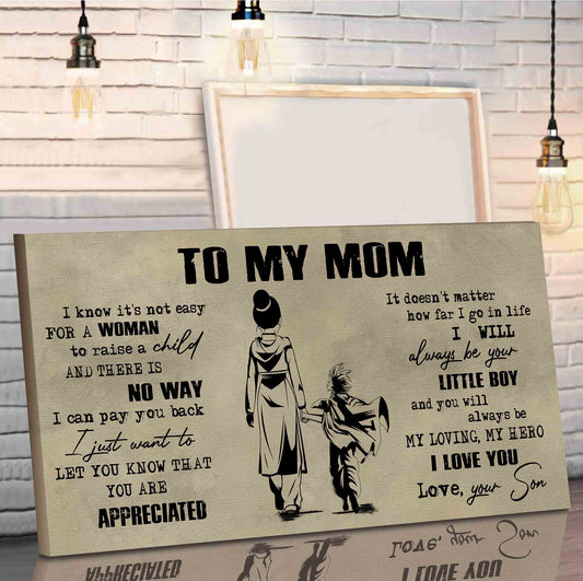 (M1) TO MY MOM- SON - DRAGON BALL -FAMILY -DAD SON- GOKU - CANVAS POSTER