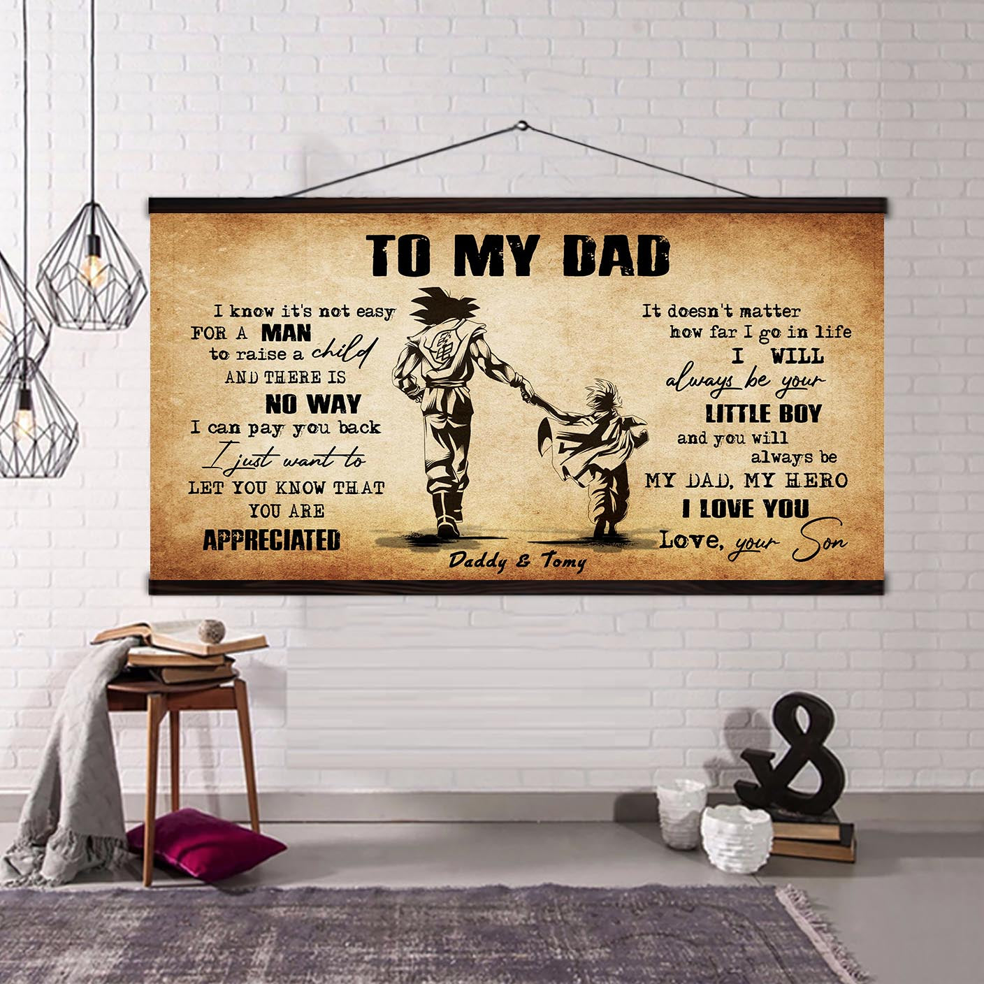 (CV29A) TO MY DAD- SON-SOLDIER- DRAGON BALL - GOKU -VETERANS DAY CANVAS POSTER