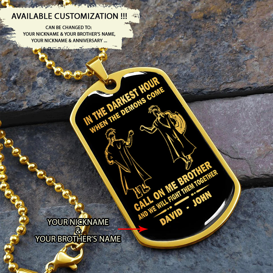 Call on me Brother - Dragon ball Goku Vegeta - Soldier - Engraved Dog Tag 18K Dog Tag Necklace gold all style