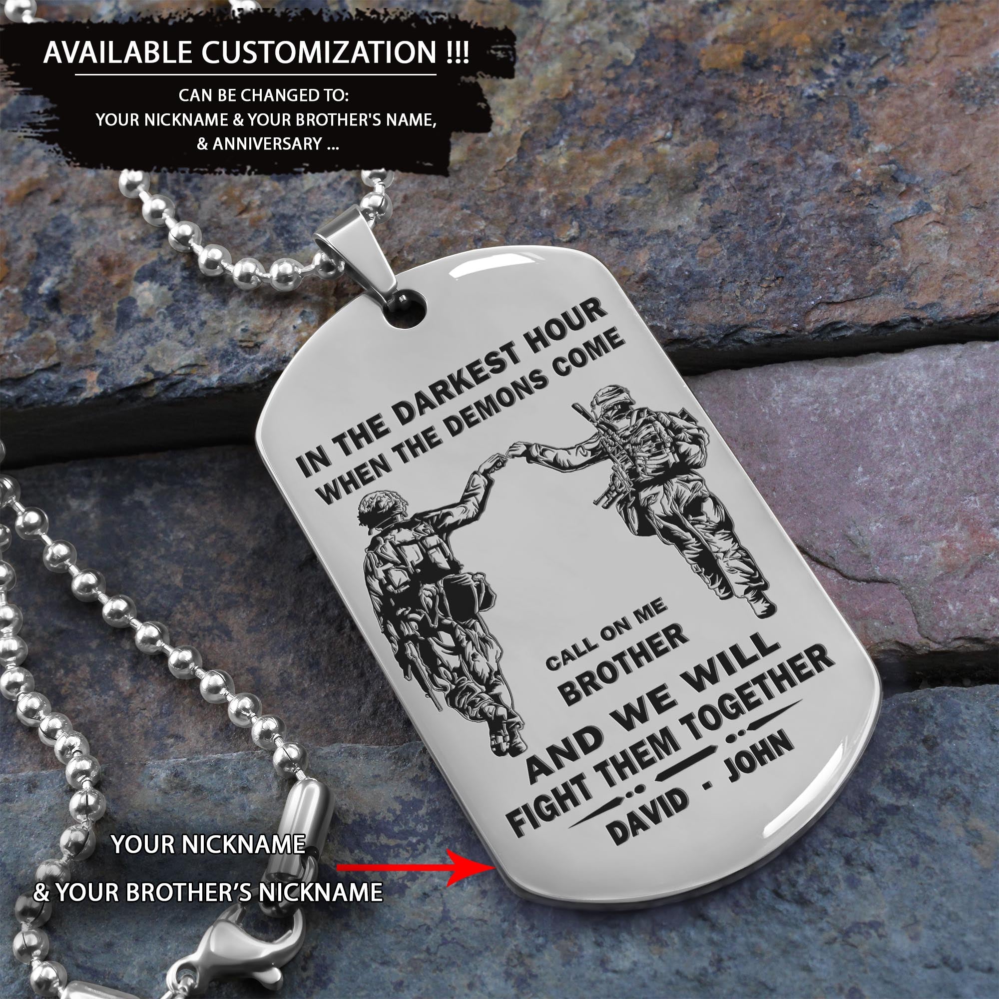 BR2n -Call on me Brother - Dragon ball - Goku - Vegeta- Soldier - Naruto - Engraved Dog Necklace All Style