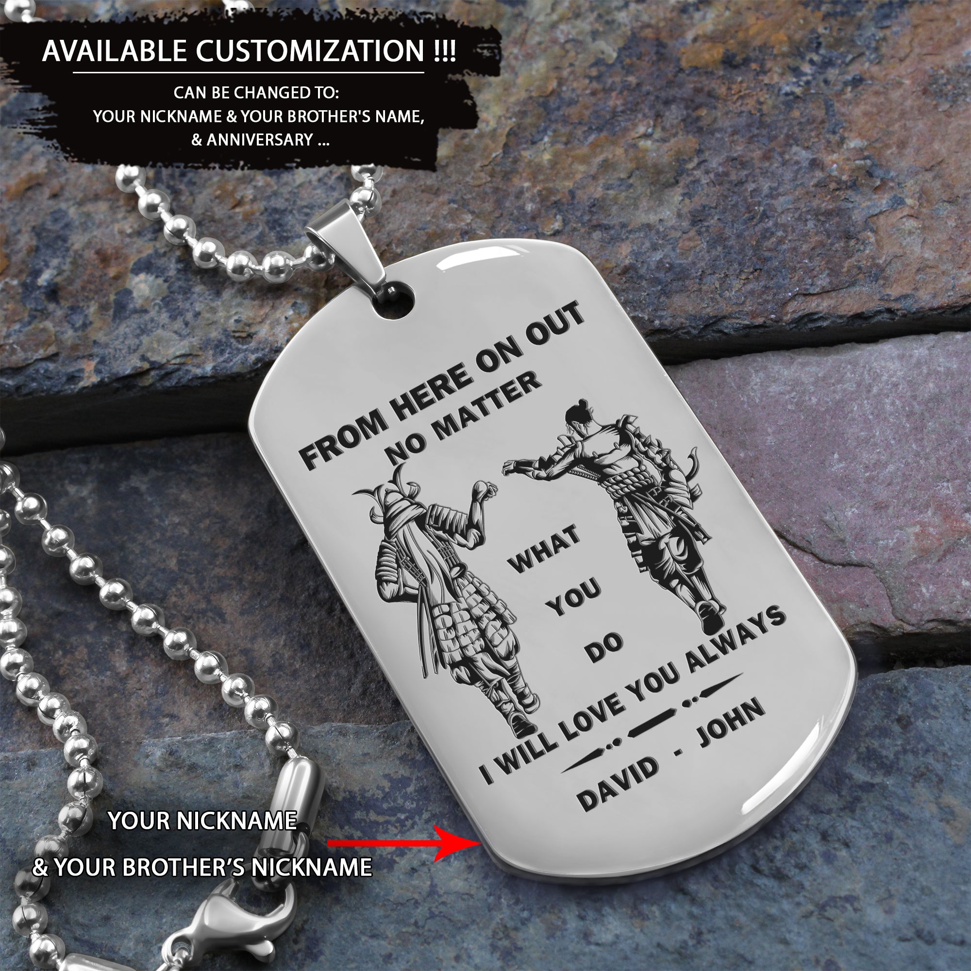 BR46 From Here On Out No Matter What You Do I Will love You Always - Dragon ball - Goku Vegeta- Soldier - Naruto - Engraved Dog Necklace All Style