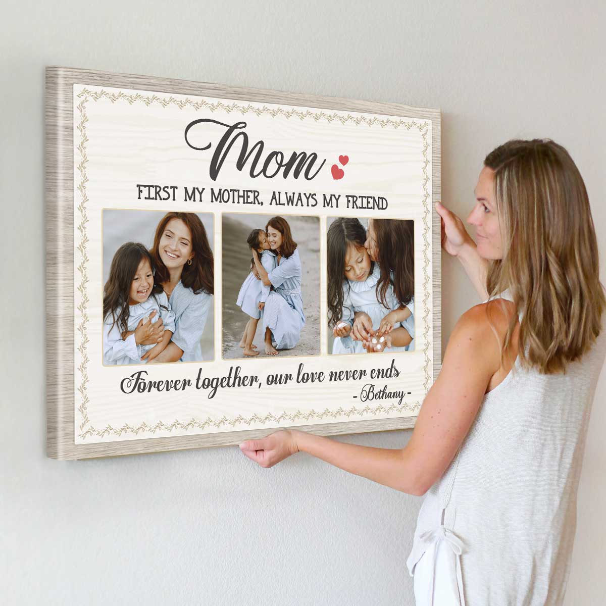 (M39) -MOM- FIRST MY MOTHER ALWAYS MY FRIEND-HAPPY MOTHER'S DAY-CANVAS- POSTER