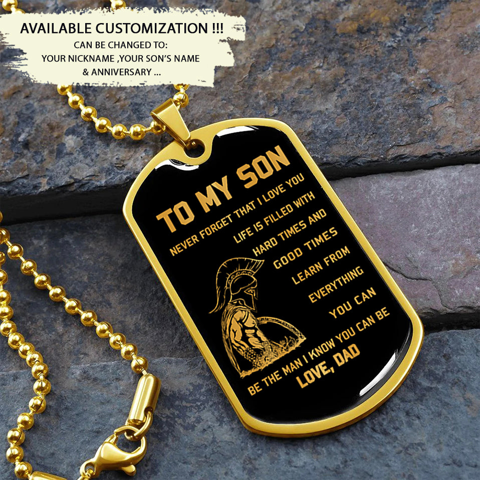 TM6 To My Son Hard Times - Dragon ball Goku Vegeta - Soldier - Engraved Dog Tag 18K Dog Tag Necklace gold all style