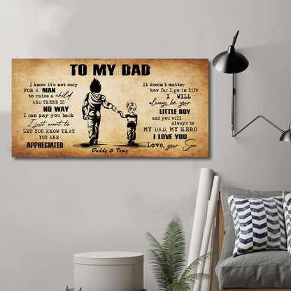 (CV48) TO MY DAD- I KNOW IT IS NOT EASY- SON- DRAGON BALL - GOKU - VIKING - CANVAS POSTER