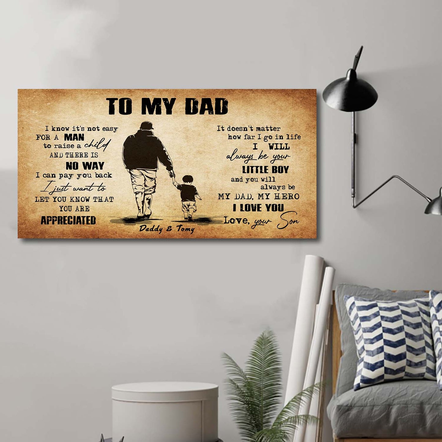 (CV48) TO MY DAD- I KNOW IT IS NOT EASY- SON- DRAGON BALL - GOKU - VIKING - CANVAS POSTER