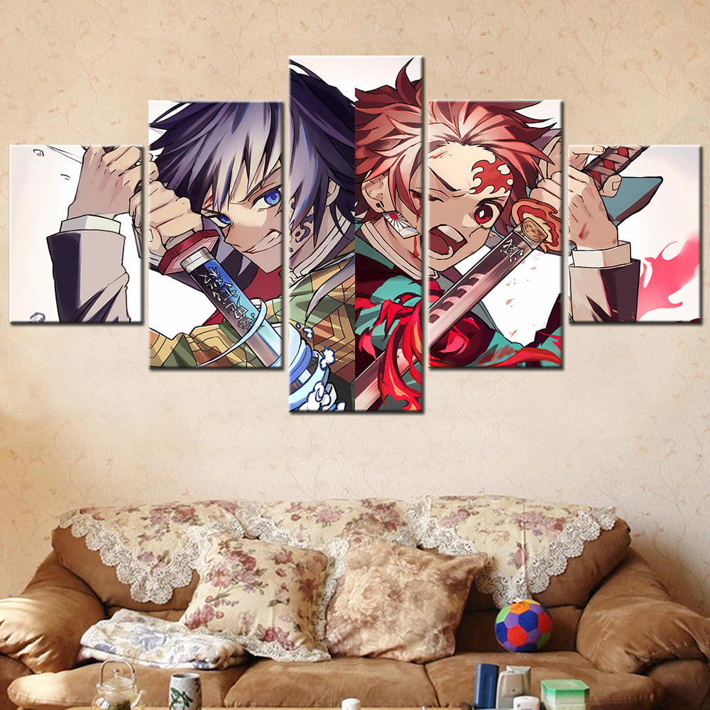 Demon Slayer - Kimetsu no Yaiba - 5 Pieces Wall Art - Giyu Tomioka - Tanjiro Kamado 3 - Demon Slayer Poster - Demon Slayer Wall Art