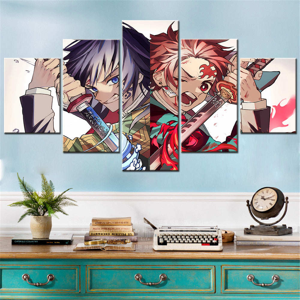 Demon Slayer - Kimetsu no Yaiba - 5 Pieces Wall Art - Giyu Tomioka - Tanjiro Kamado 3 - Demon Slayer Poster - Demon Slayer Wall Art