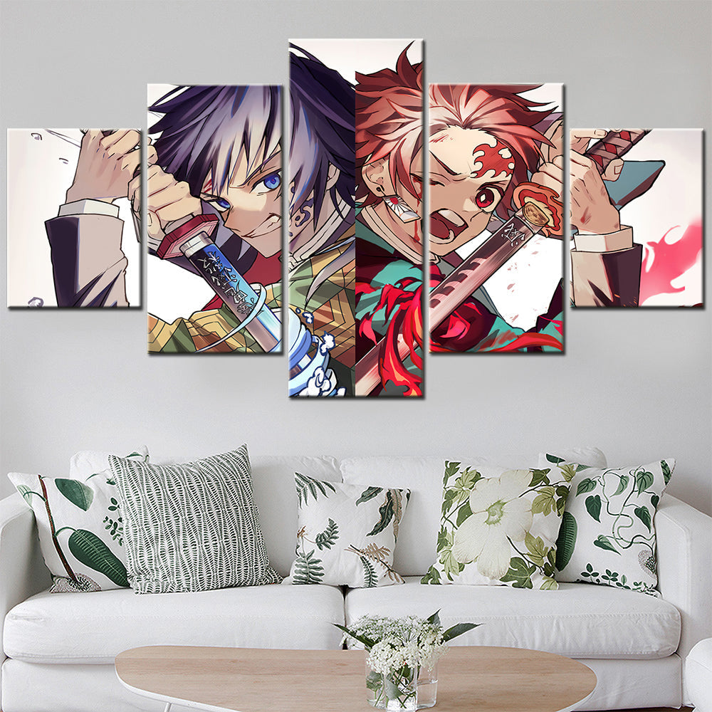 Demon Slayer - Kimetsu no Yaiba - 5 Pieces Wall Art - Giyu Tomioka - Tanjiro Kamado - Demon Slayer Poster - Demon Slayer Wall Art