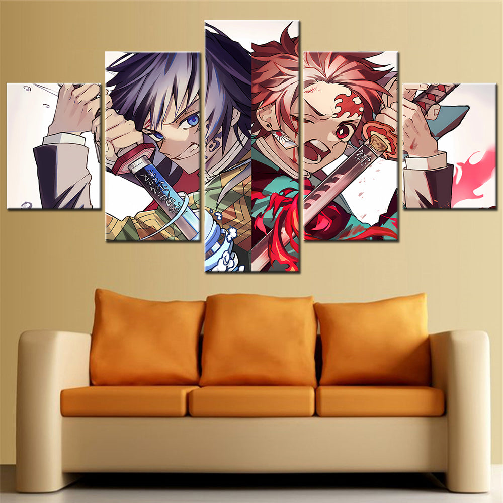 Demon Slayer - Kimetsu no Yaiba - 5 Pieces Wall Art - Giyu Tomioka - Tanjiro Kamado 3 - Demon Slayer Poster - Demon Slayer Wall Art