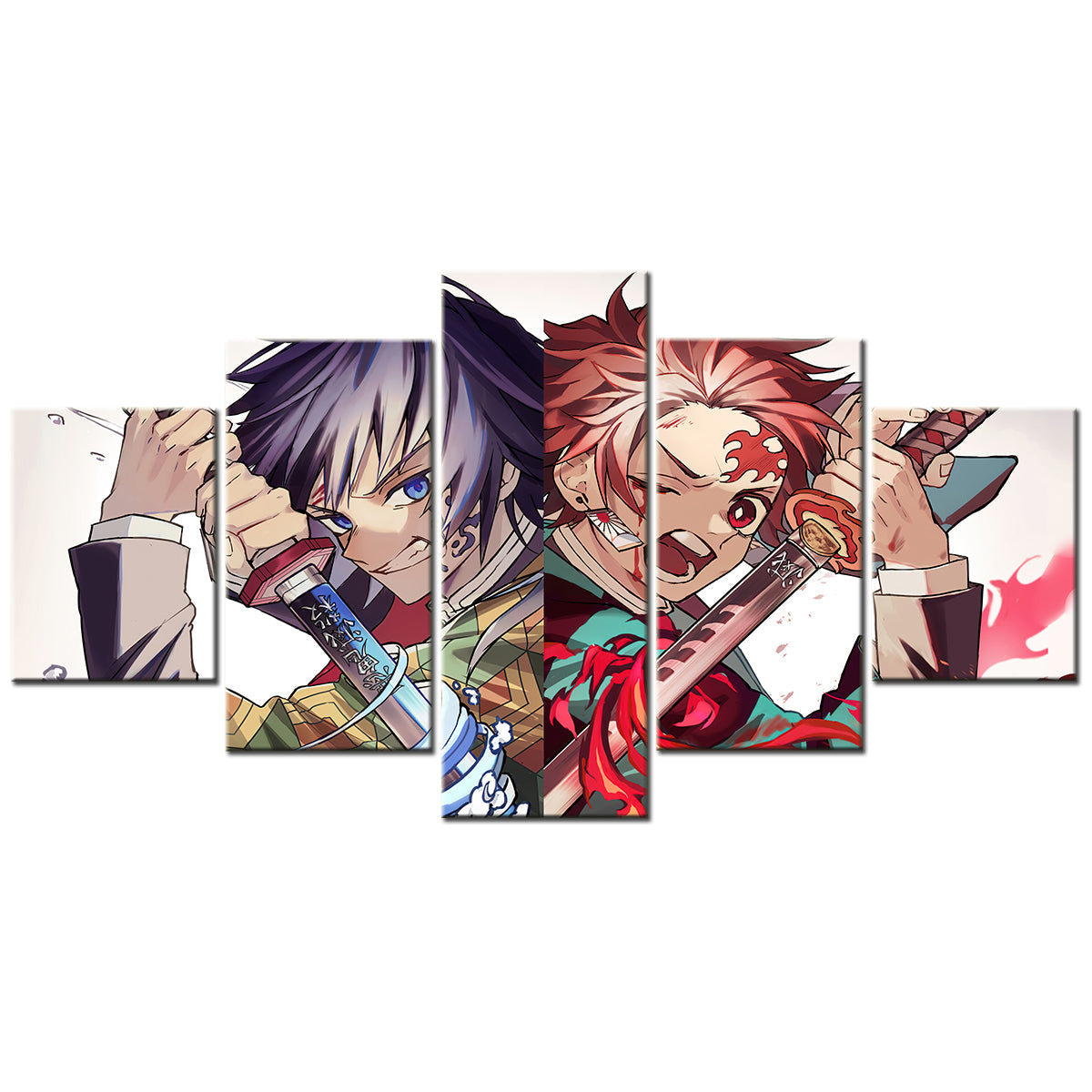 Demon Slayer - Kimetsu no Yaiba - 5 Pieces Wall Art - Giyu Tomioka - Tanjiro Kamado - Demon Slayer Poster - Demon Slayer Wall Art