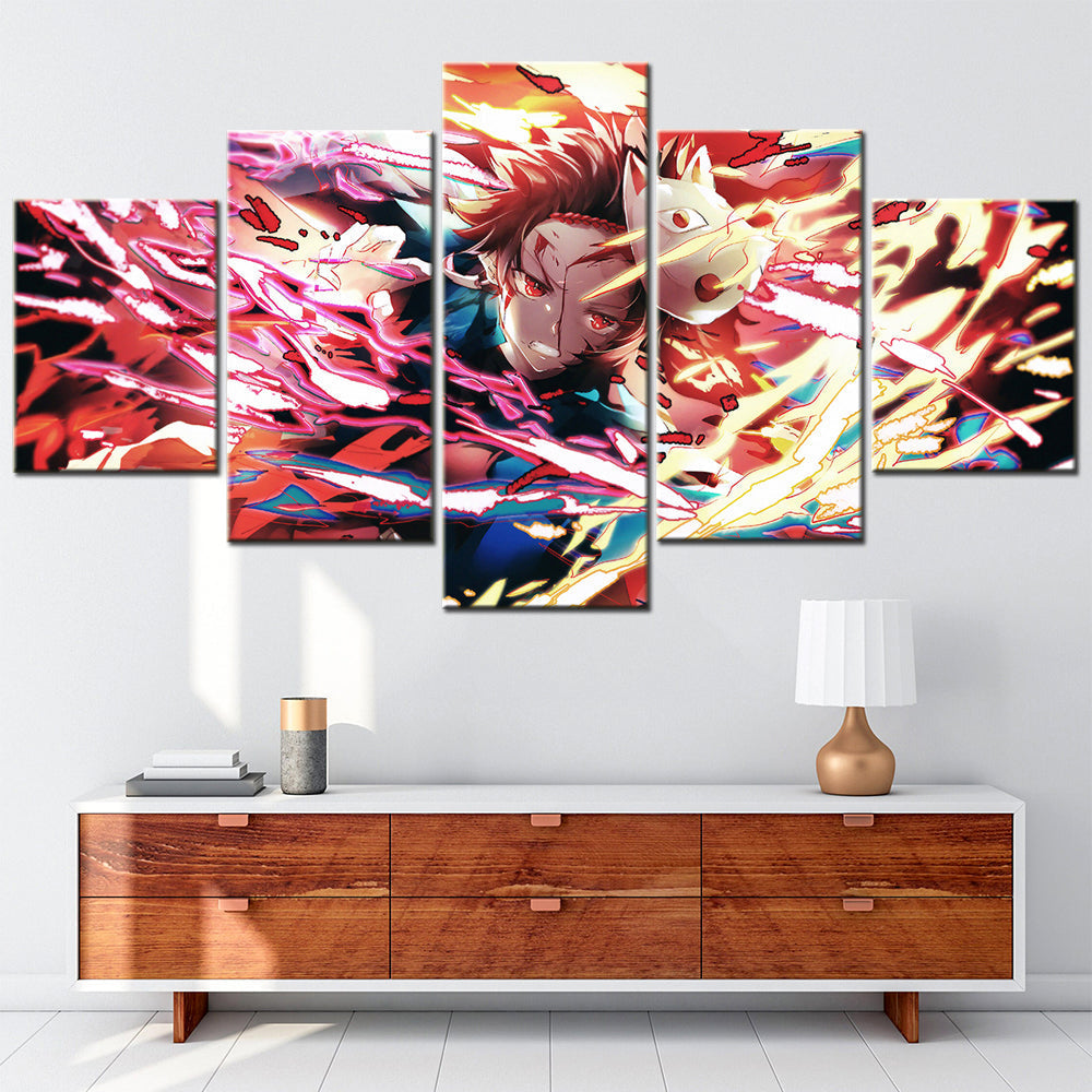 Demon Slayer - Kimetsu no Yaiba - 5 Pieces Wall Art - Kamado Tanjiro - Demon Slayer Poster  - Demon Slayer Wall Art