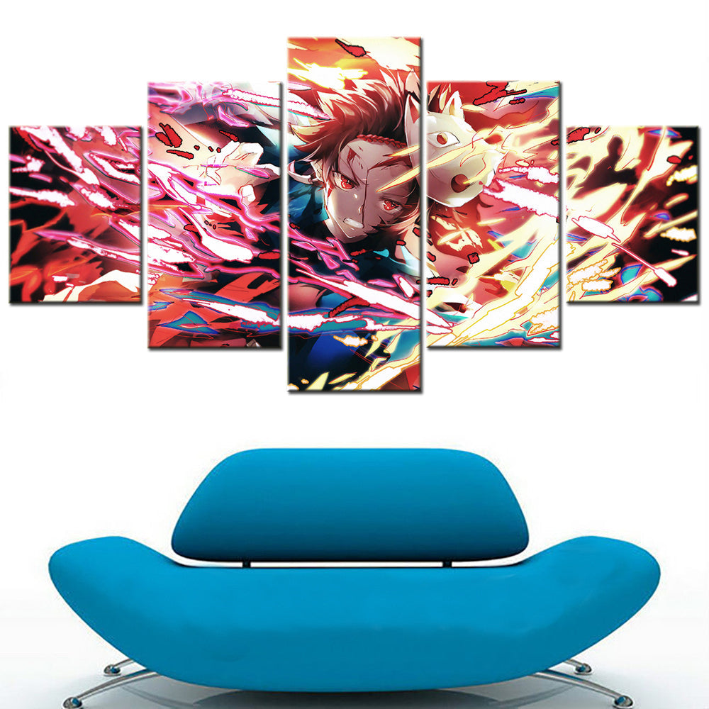 Demon Slayer - Kimetsu no Yaiba - 5 Pieces Wall Art - Kamado Tanjiro - Demon Slayer Poster  - Demon Slayer Wall Art