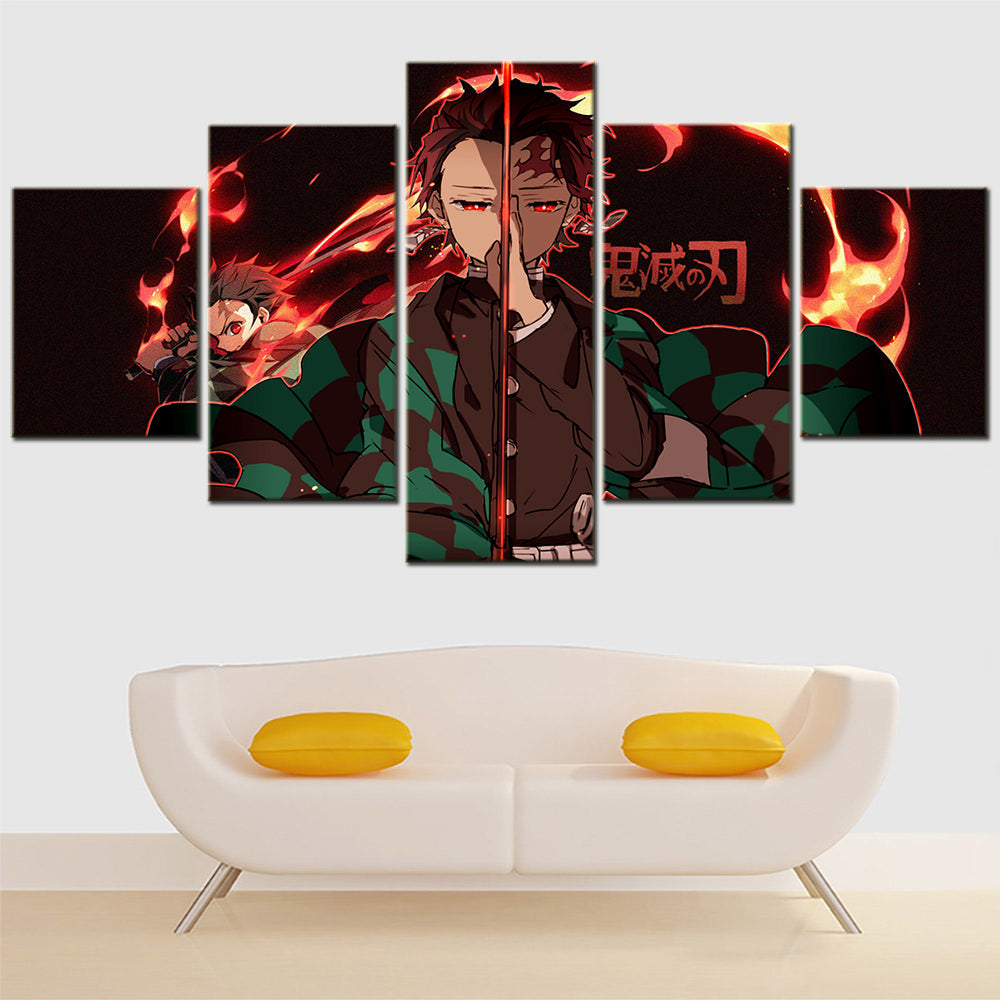 Demon Slayer - Kimetsu no Yaiba - 5 Pieces Wall Art - Kamado Tanjirou - Demon Slayer Poster - Demon Slayer Wall Art