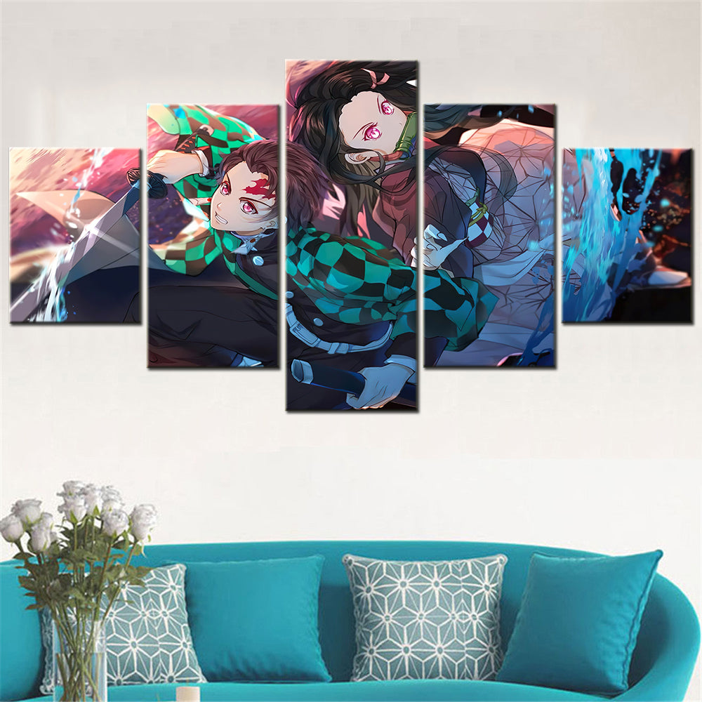 Demon Slayer - Kimetsu no Yaiba - 5 Pieces Wall Art - Kamado Tanjirou - Nezuko Kamado - Demon Slayer Poster - Demon Slayer Wall Art