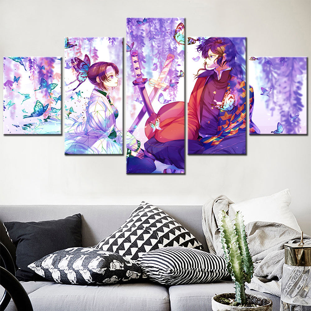 Demon Slayer - Kimetsu no Yaiba - 5 Pieces Wall Art - Kochou Shinobu - Tomioka Giyuu  - Demon Slayer Poster - Demon Slayer Wall Art