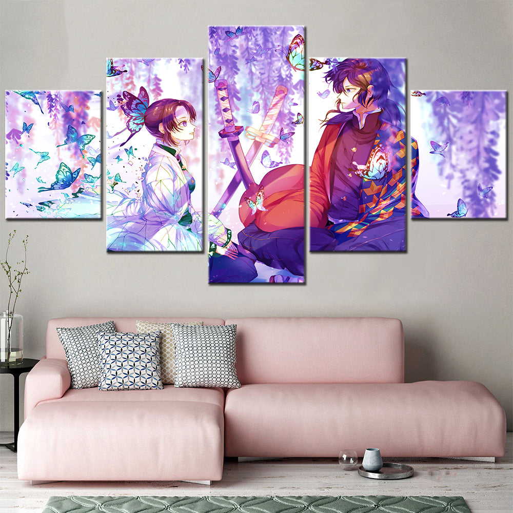 Demon Slayer - Kimetsu no Yaiba - 5 Pieces Wall Art - Kochou Shinobu - Tomioka Giyuu  - Demon Slayer Poster - Demon Slayer Wall Art