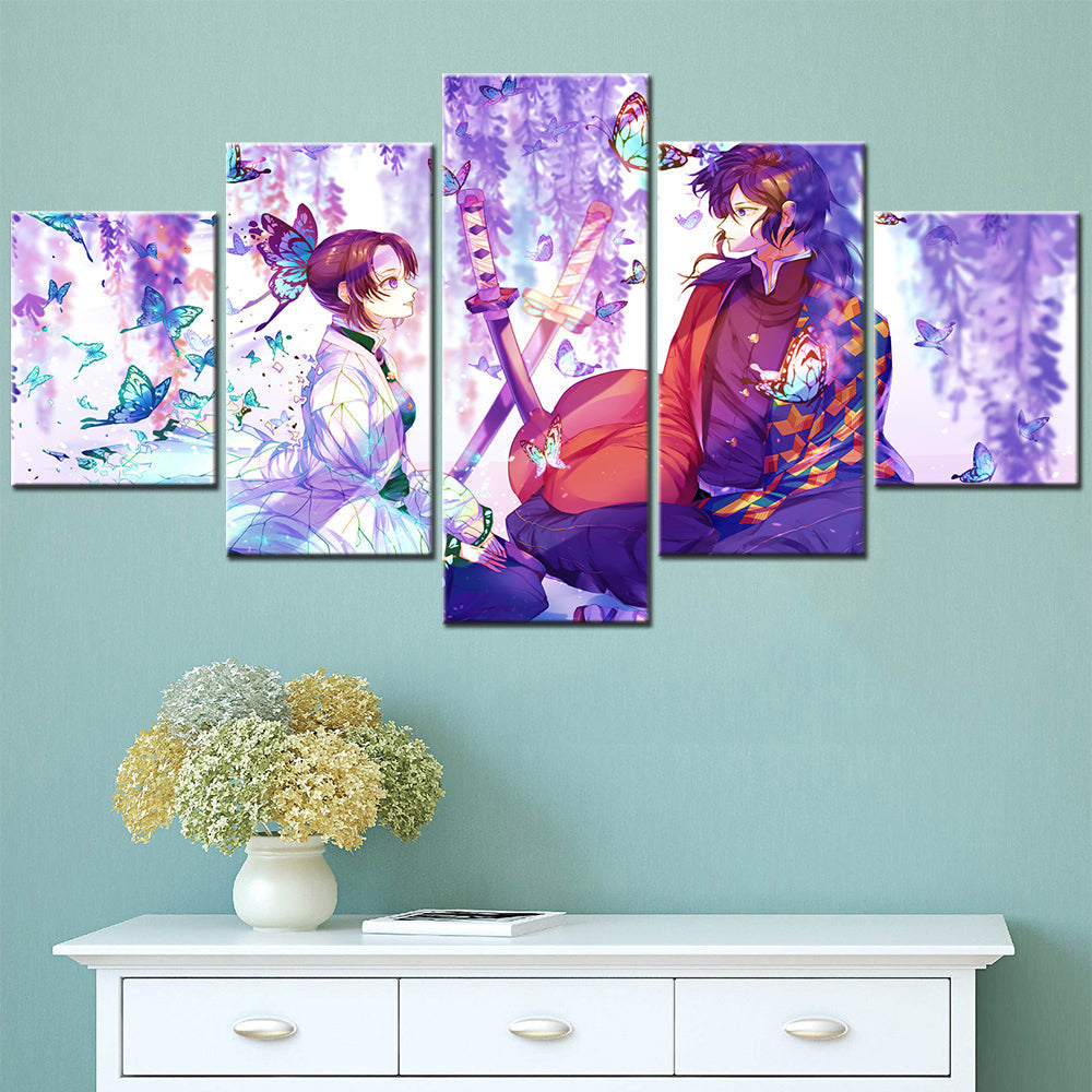 Demon Slayer - Kimetsu no Yaiba - 5 Pieces Wall Art - Kochou Shinobu - Tomioka Giyuu  - Demon Slayer Poster - Demon Slayer Wall Art