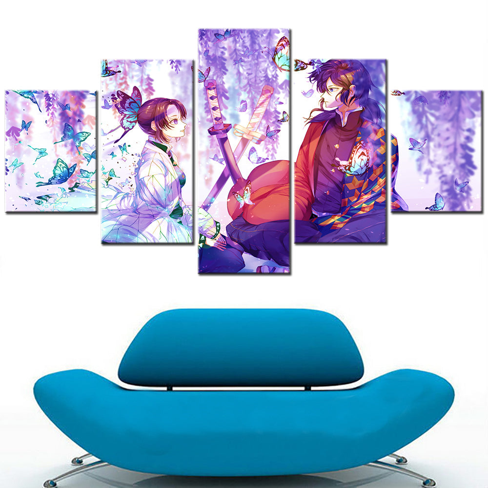 Demon Slayer - Kimetsu no Yaiba - 5 Pieces Wall Art - Kochou Shinobu - Tomioka Giyuu  - Demon Slayer Poster - Demon Slayer Wall Art