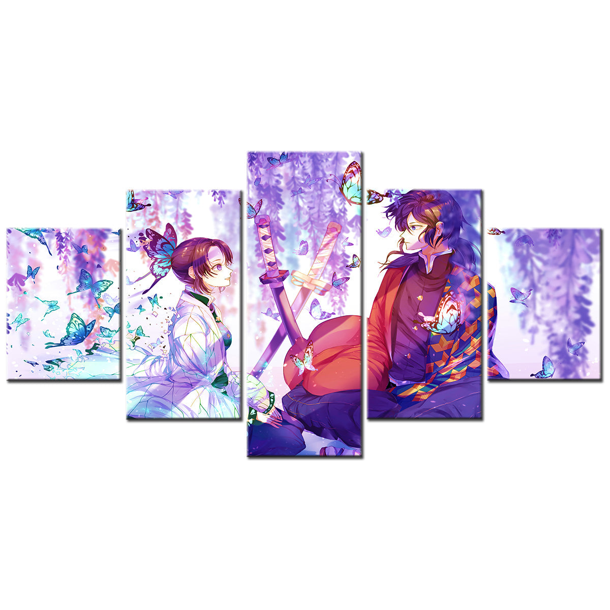 Demon Slayer - Kimetsu no Yaiba - 5 Pieces Wall Art - Kochou Shinobu - Tomioka Giyuu  - Demon Slayer Poster - Demon Slayer Wall Art