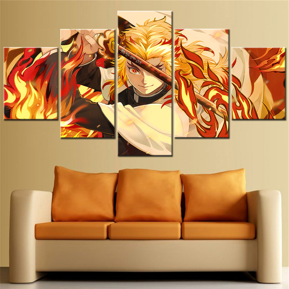 Demon Slayer - Kimetsu no Yaiba - 5 Pieces Wall Art - Kyojuro Rengoku 6 - Demon Slayer Poster - Demon Slayer Wall Art