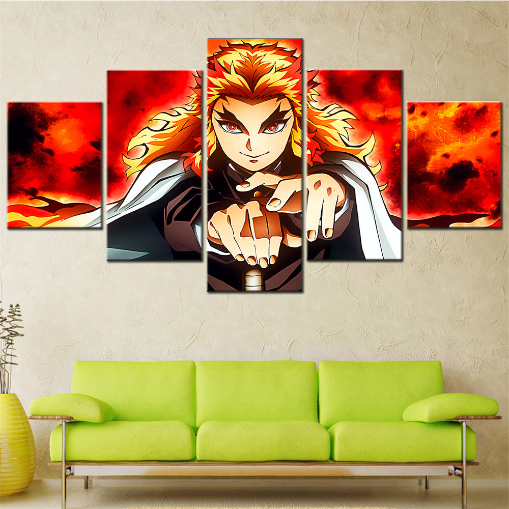 Demon Slayer - Kimetsu no Yaiba - 5 Pieces Wall Art - Kyojuro Rengoku - Demon Slayer Poster - Demon Slayer Wall Art