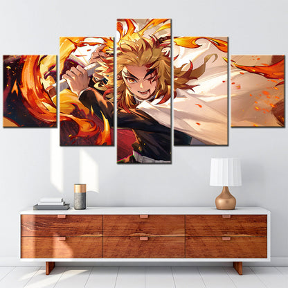 Demon Slayer - Kimetsu no Yaiba - 5 Pieces Wall Art - Kyojuro Rengoku 2 - Demon Slayer Poster - Demon Slayer Wall Art