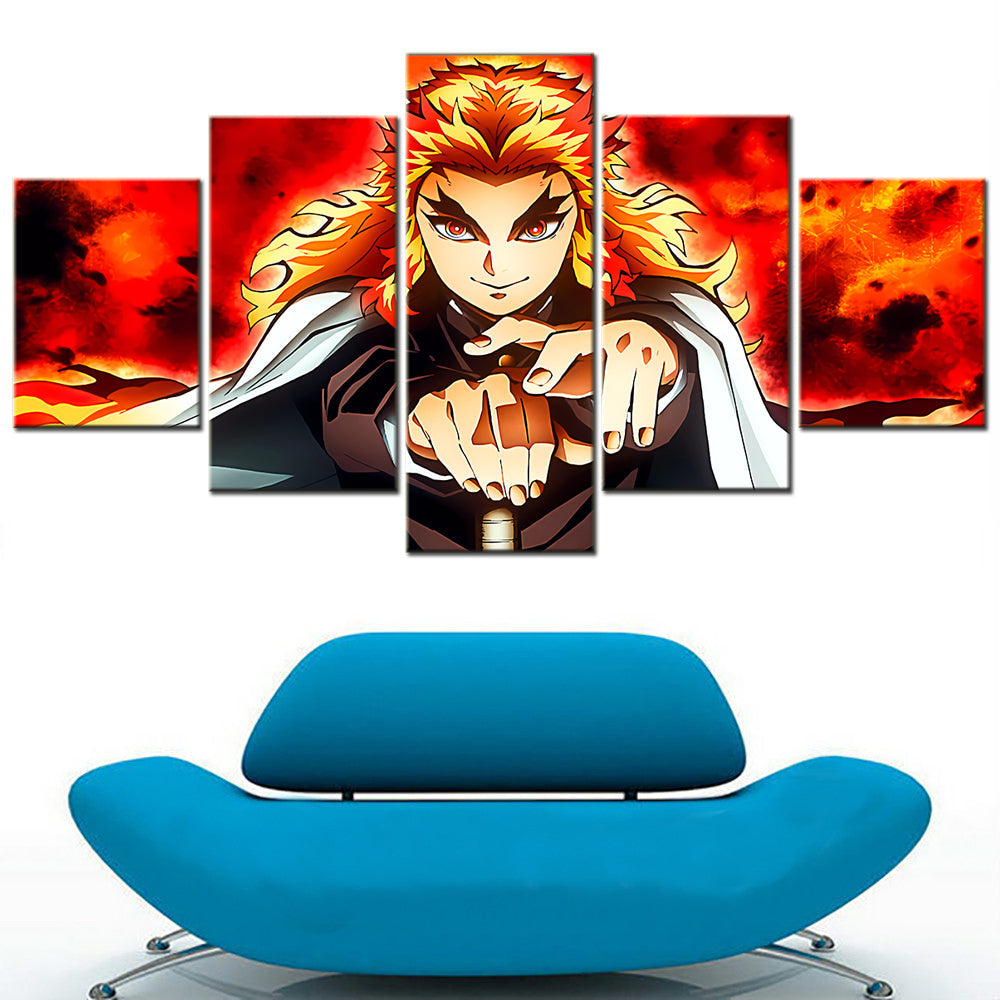 Demon Slayer - Kimetsu no Yaiba - 5 Pieces Wall Art - Kyojuro Rengoku - Demon Slayer Poster - Demon Slayer Wall Art