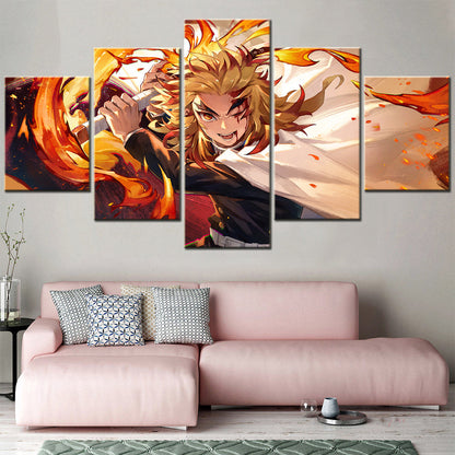 Demon Slayer - Kimetsu no Yaiba - 5 Pieces Wall Art - Kyojuro Rengoku 2 - Demon Slayer Poster - Demon Slayer Wall Art