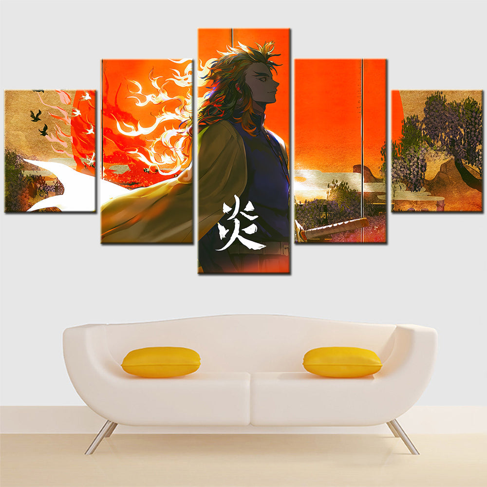 Demon Slayer - Kimetsu no Yaiba - 5 Pieces Wall Art - Kyojuro Rengoku 4 - Demon Slayer Poster - Demon Slayer Wall Art