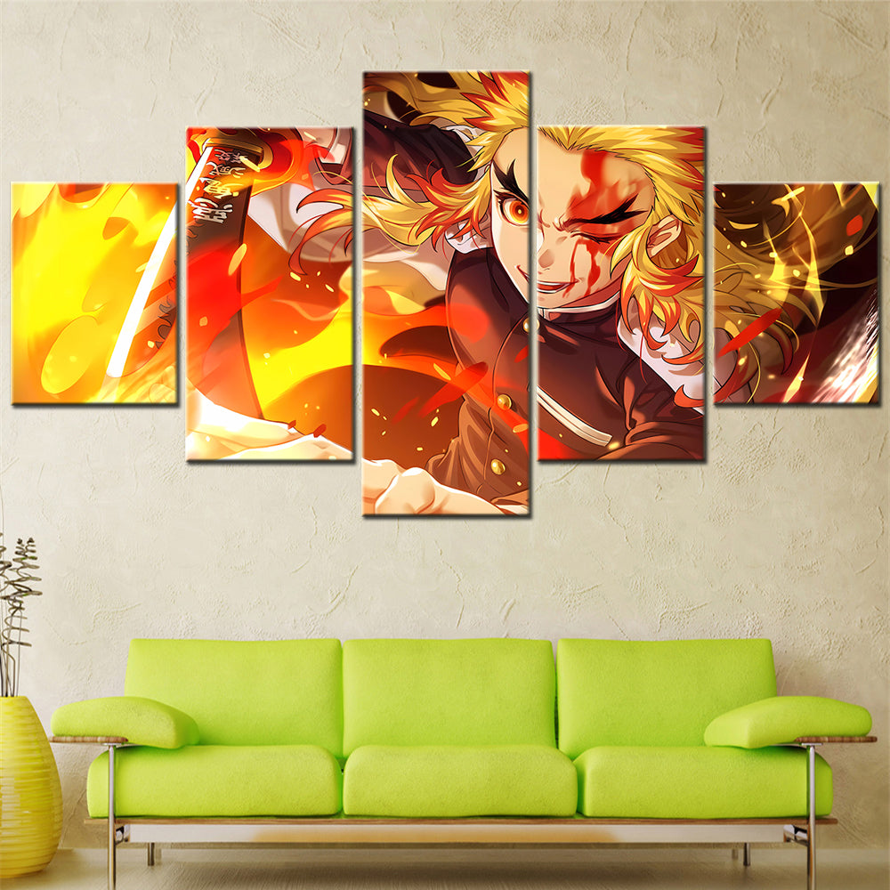 Demon Slayer - Kimetsu no Yaiba - 5 Pieces Wall Art - Kyojuro Rengoku 8 - Demon Slayer Poster - Demon Slayer Wall Art