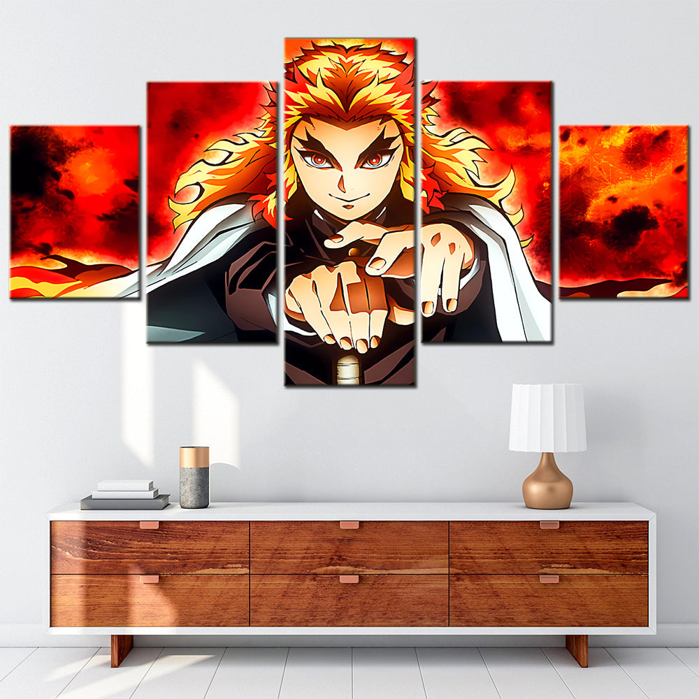 Demon Slayer - Kimetsu no Yaiba - 5 Pieces Wall Art - Kyojuro Rengoku - Demon Slayer Poster - Demon Slayer Wall Art