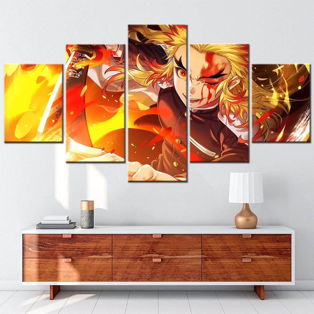 Demon Slayer - Kimetsu no Yaiba - 5 Pieces Wall Art - Kyojuro Rengoku 8 - Demon Slayer Poster - Demon Slayer Wall Art