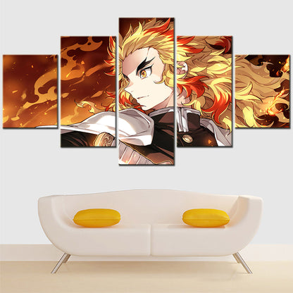 Demon Slayer - Kimetsu no Yaiba - 5 Pieces Wall Art - Kyojuro Rengoku 3 - Demon Slayer Poster - Demon Slayer Wall Art