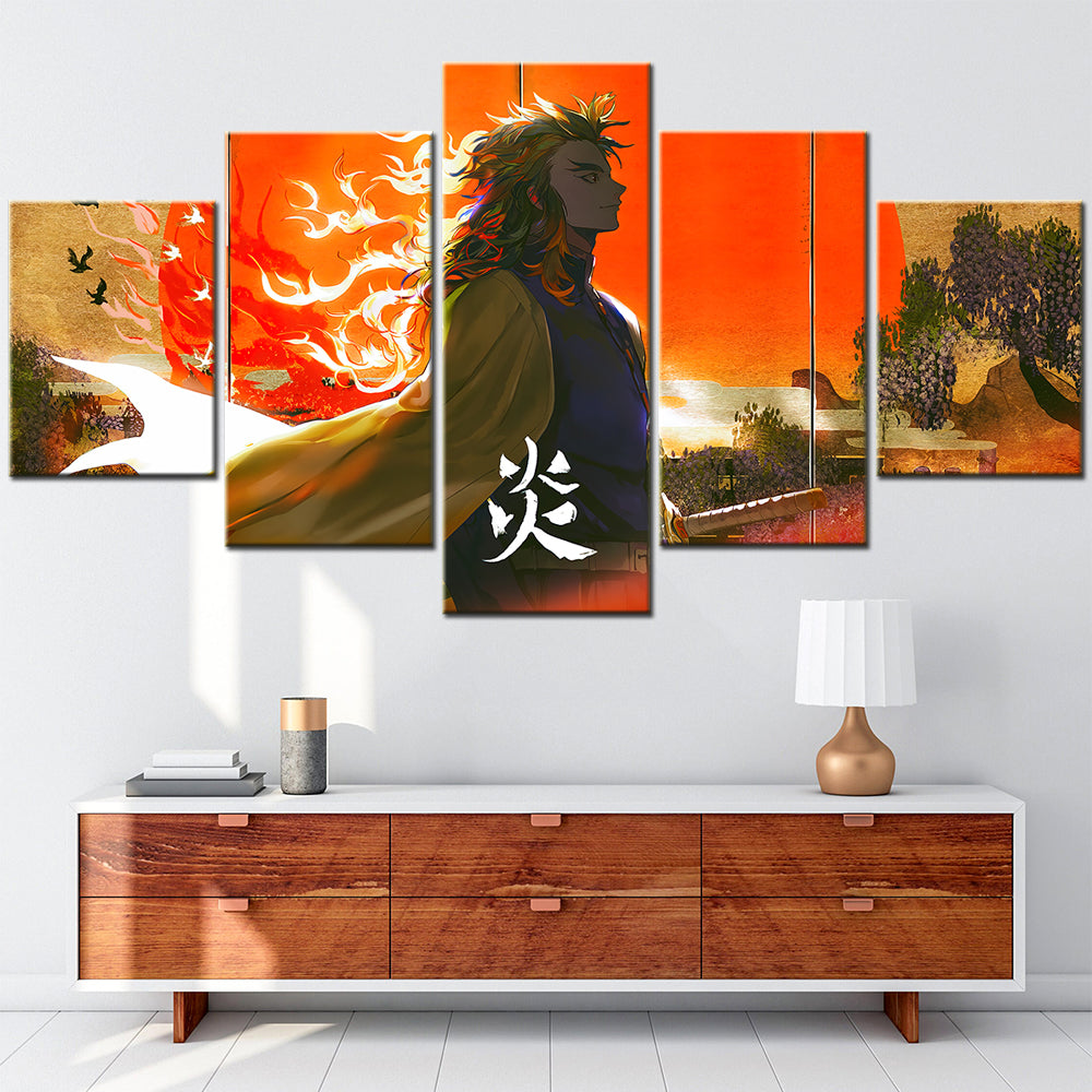 Demon Slayer - Kimetsu no Yaiba - 5 Pieces Wall Art - Kyojuro Rengoku 4 - Demon Slayer Poster - Demon Slayer Wall Art