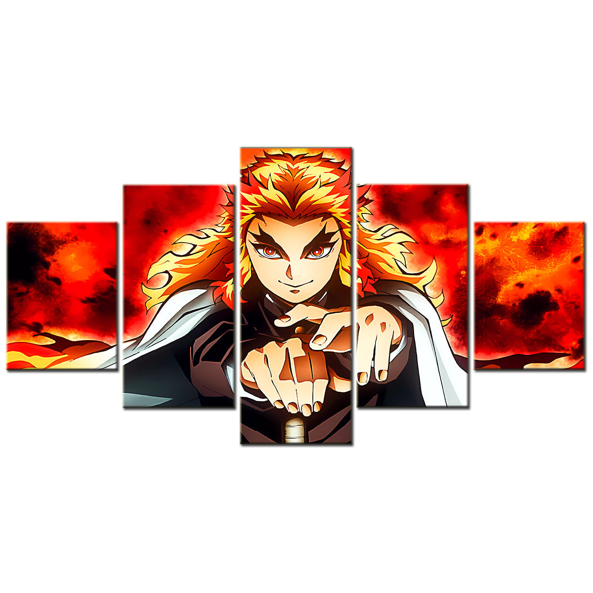 Demon Slayer - Kimetsu no Yaiba - 5 Pieces Wall Art - Kyojuro Rengoku - Demon Slayer Poster - Demon Slayer Wall Art